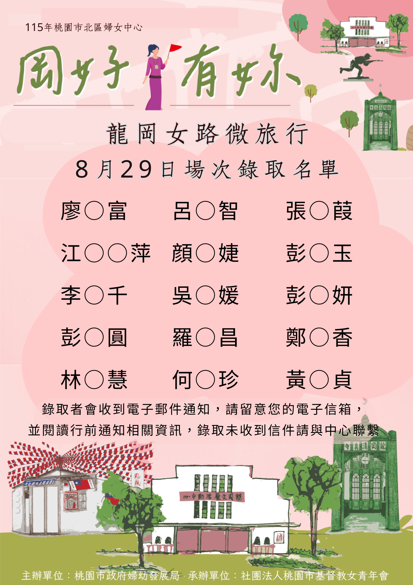 【岡好有妳 異域女子路】免費小旅行錄取名單公告